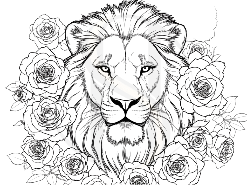 Digitales Bild " Löwe&Rosen"