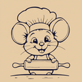 Sticker „Backmaus“ Handmade – Unikat Aufkleber