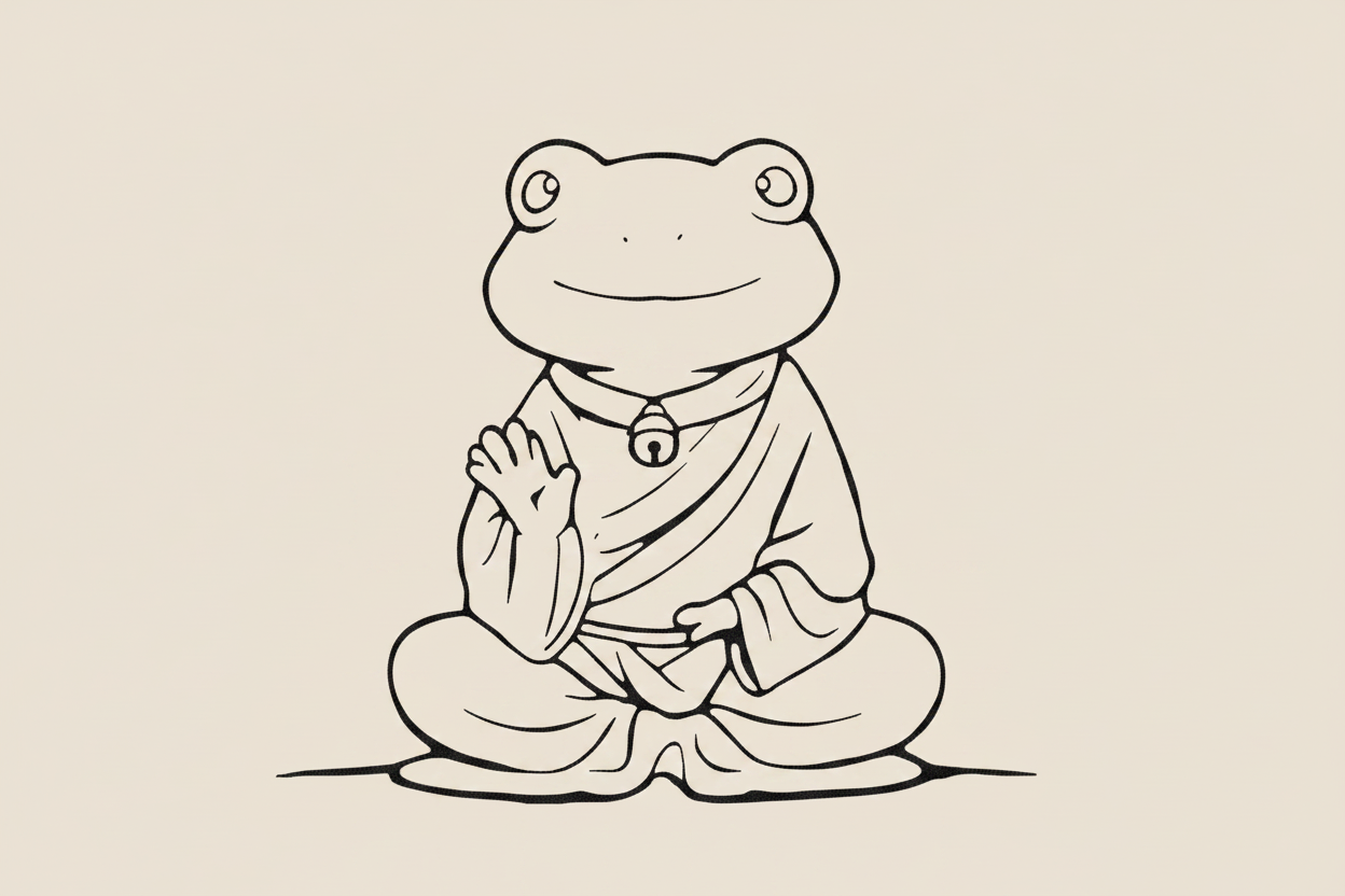Sticker „Frogbuddha“ Handmade – Unikat Aufkleber