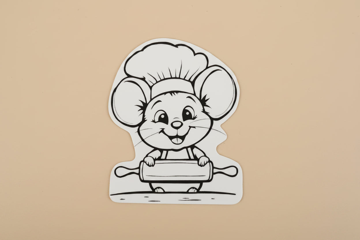 Sticker „Backmaus“ Handmade – Unikat Aufkleber