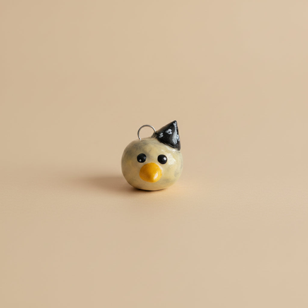 3D Anhänger Handmade „Krähe mit Zauberhut“ – Schmuck Unikat