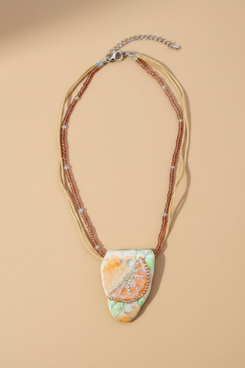 Statement Kette Handmade „Orange“ – Unikat Schmuck