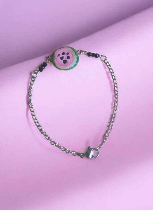 Handbemalter Wassermelonen-Anhänger mit Kette, einzigartiger Schmuck