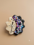 Pin Groß Handmade "Lila- Brunk"