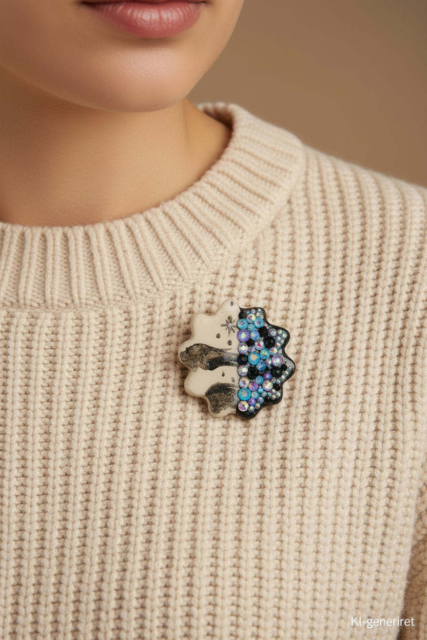 Pin Groß Handmade "Schleierwolkenglanz"