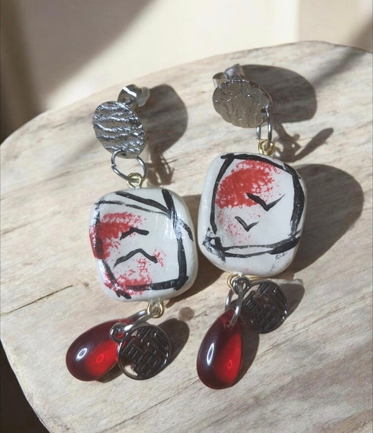 Ohrstecker Handmade Red Moon