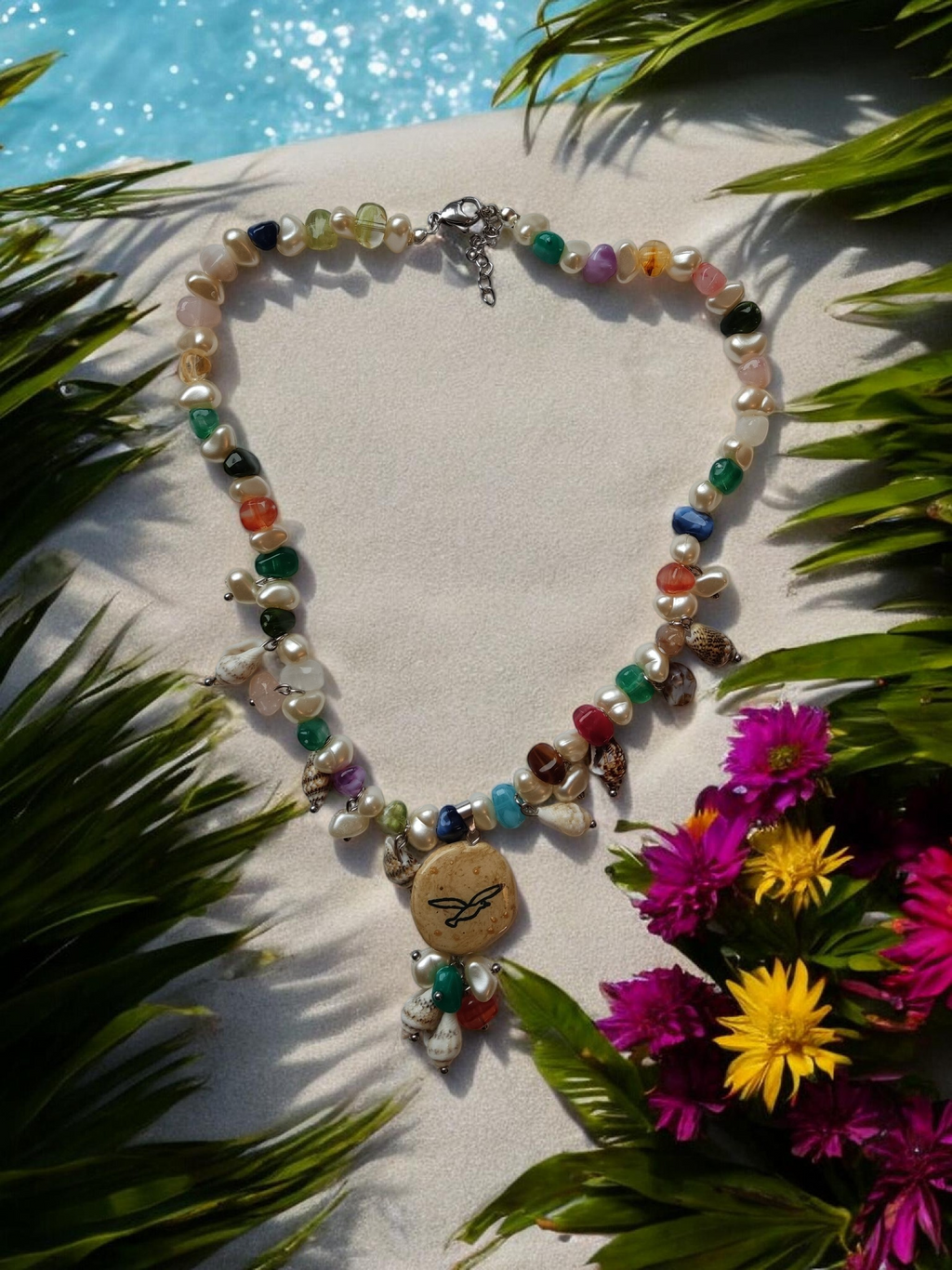PerlenHalskette  Handmade " Flori"