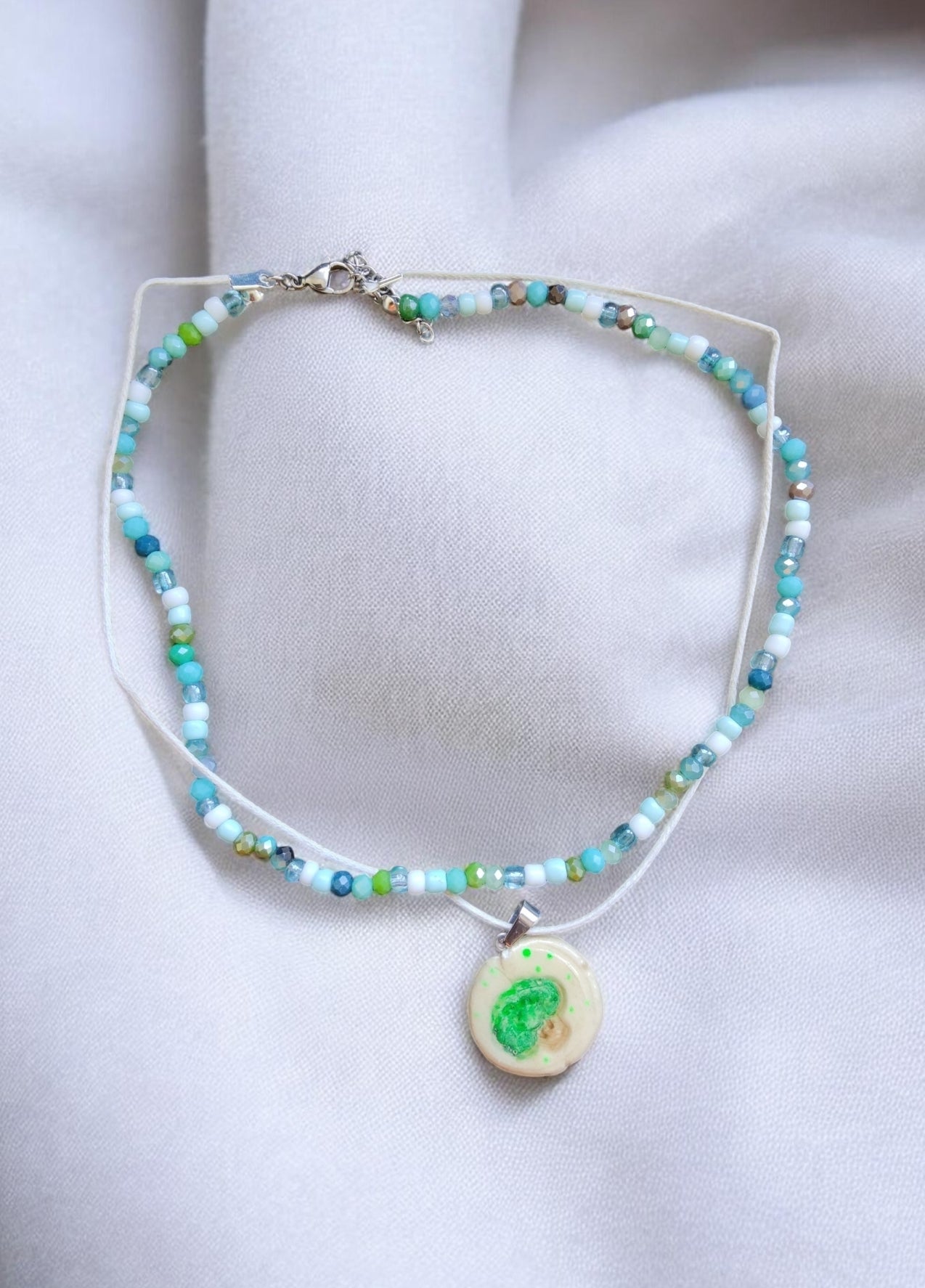 Perlenkette Handmade " Brokkoli 1"