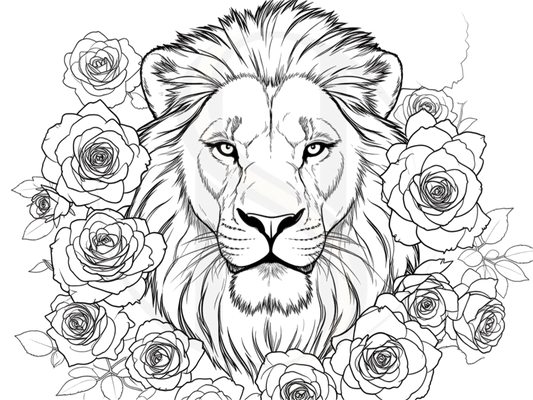 Digitales Bild " Löwe&Rosen"