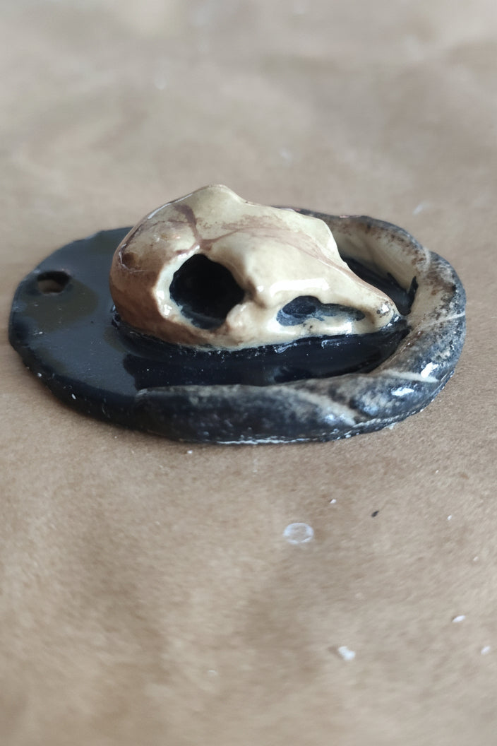 3D Anhänger Mystik "Krähe" – Handgemacht Gothic Schmuck